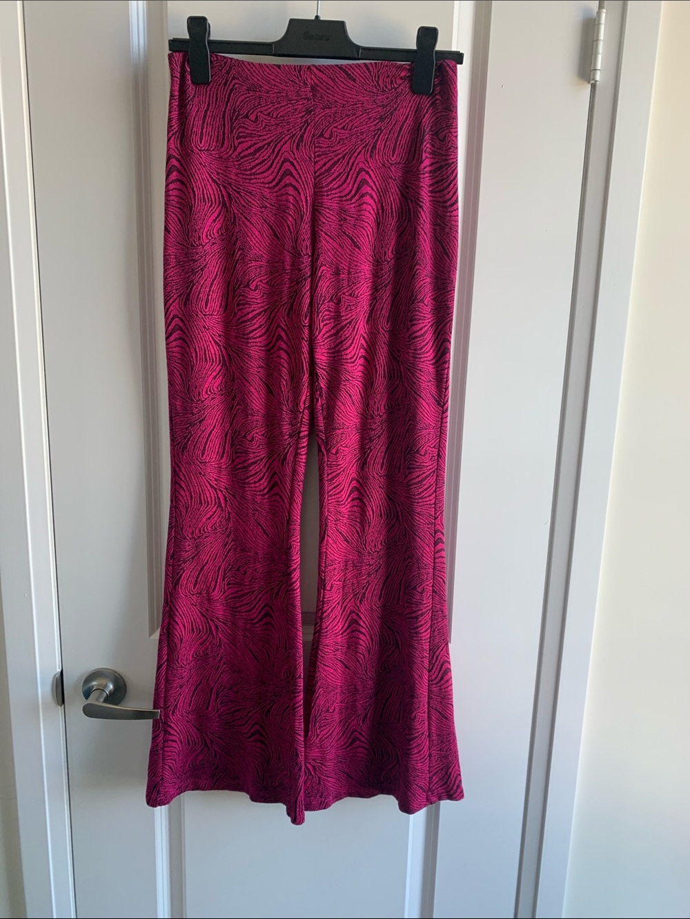 High-Rise Pink Zebra-Print Flared Pants